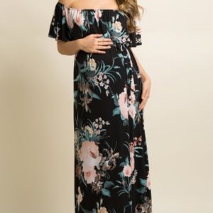 PinkBlush Maternity Ruffle Off Shoulder Maxi